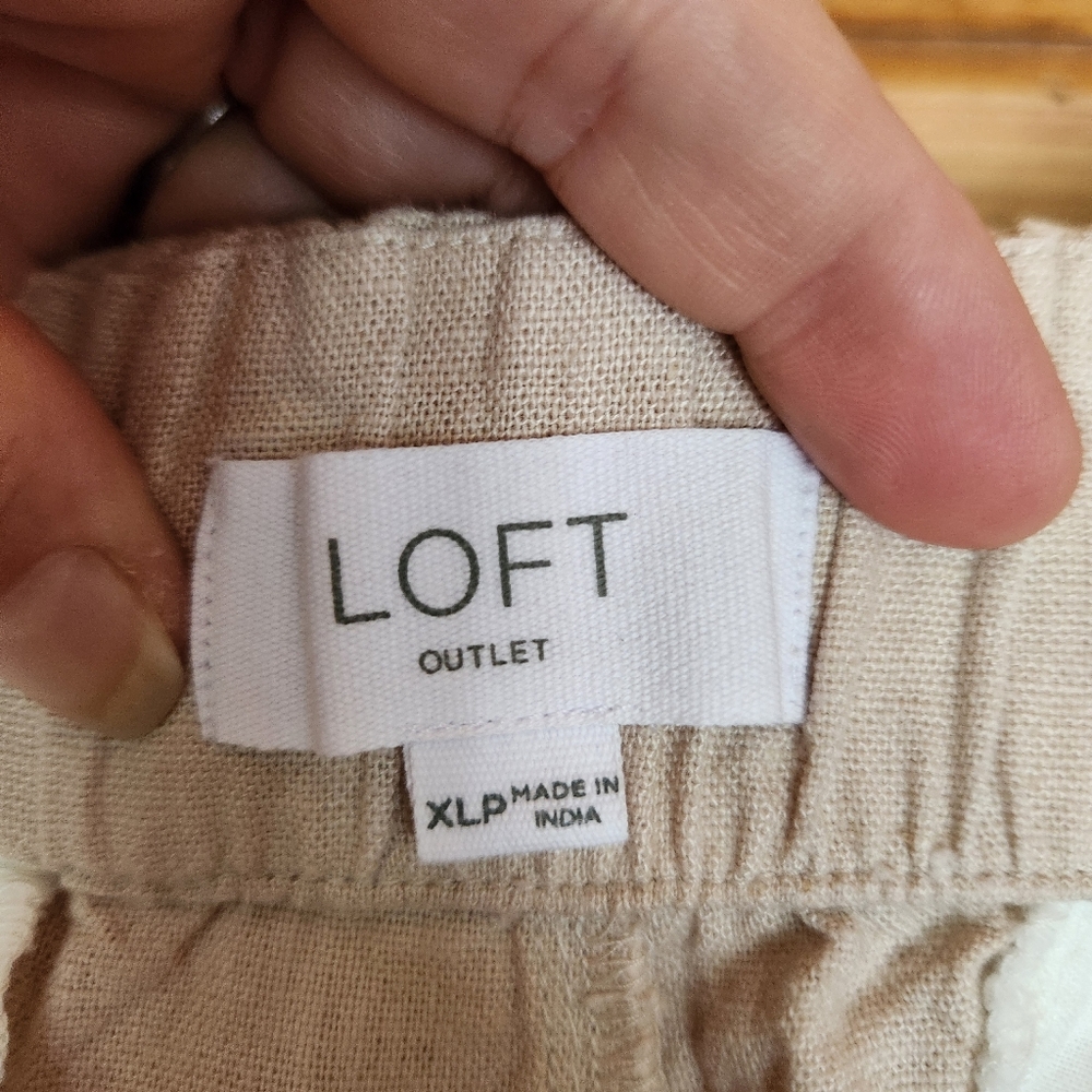 Loft‎ High Rise Straight Linen Blend Pants Crop Capri Stretch Petite Sz XL X 24" - Picture 9 of 10